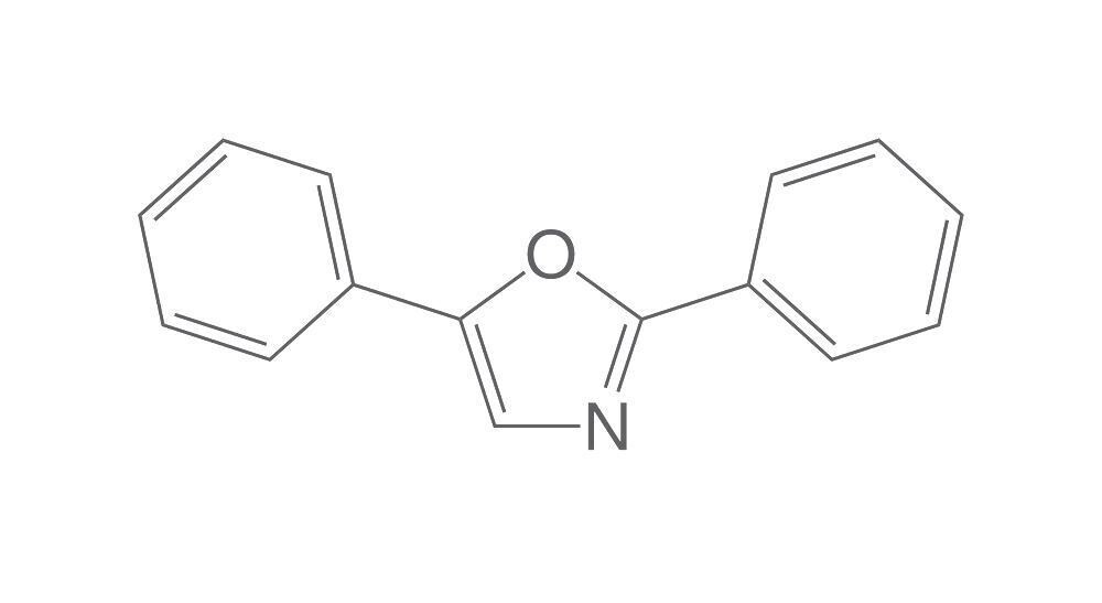 2,5-Diphenyloxazole, approx. 99%, for scintillation, 500 g, plastic packaging.