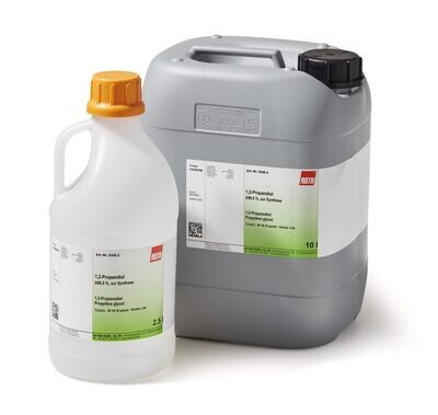 1,2-Propanediol, min. 99.5%, for synthesis, 2.5 l, plastic packaging.