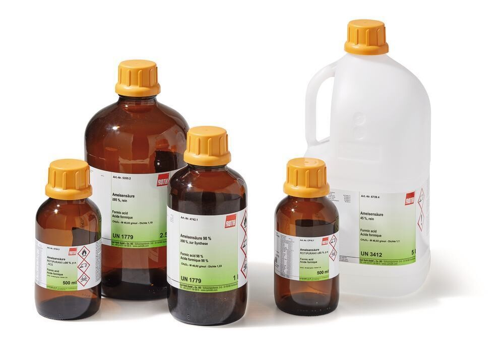 Formic acid, min. 85%, pure, 2.5 l, glass packaging