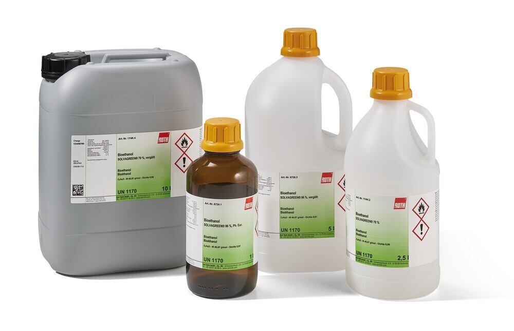 Bioethanol SOLVAGREEN®, 70%, 5 l, plastic packaging.