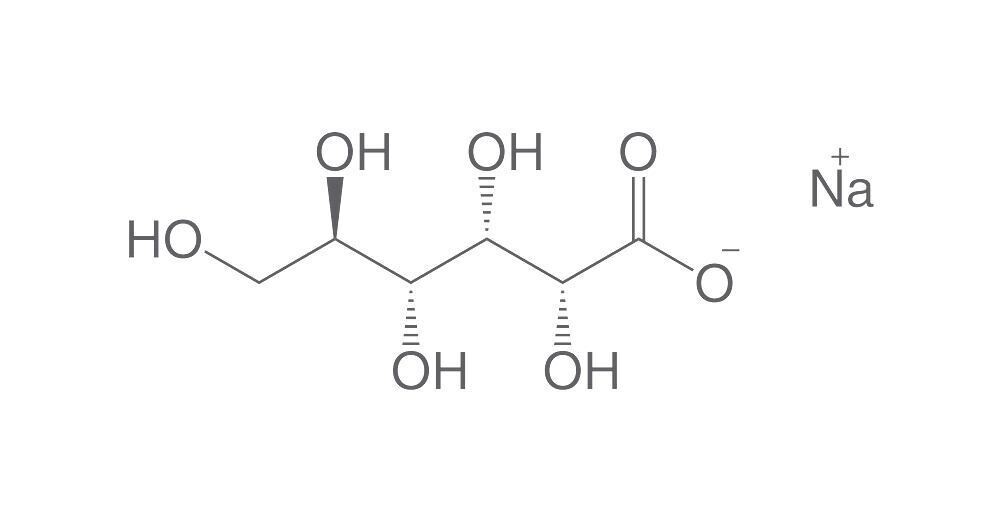 Gluconic acid sodium salt, min. 99%, for synthesis, 100 g, plastic packaging.