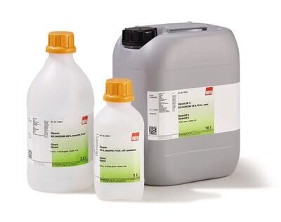 Glicerina SOLVAGREEN®, circa 86%, Ph.Eur., purissima, 2,5 l, confezione in plastica.