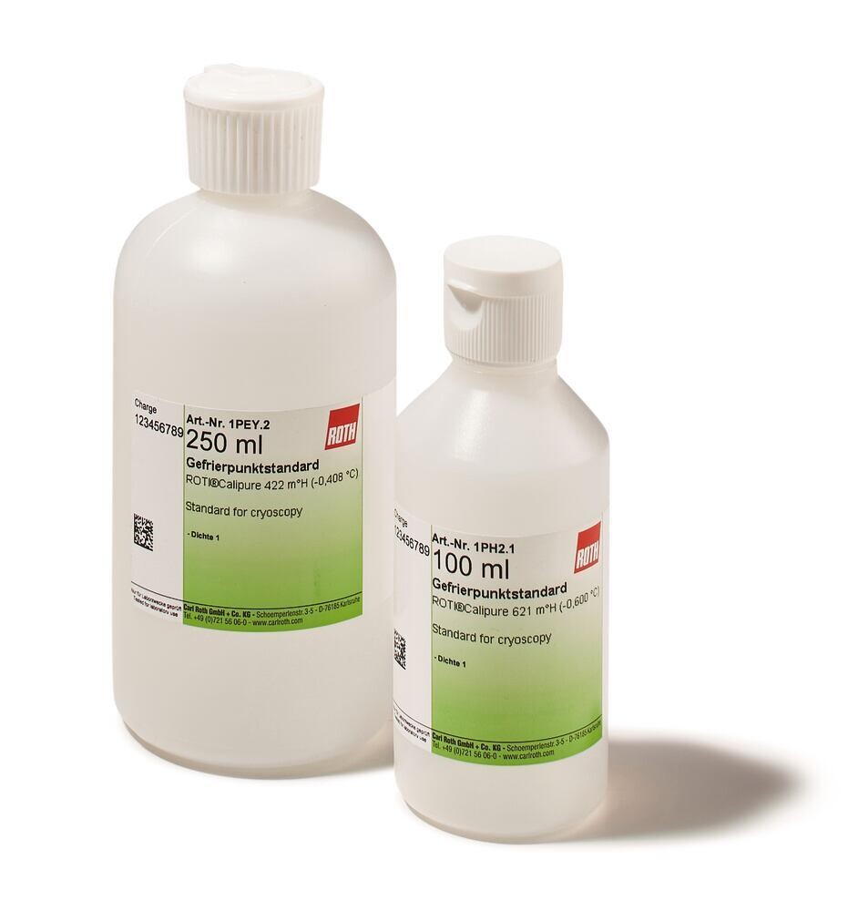 Freezing point standard, 422 m°H (-0.408 °C), 250 ml, plastic bag.