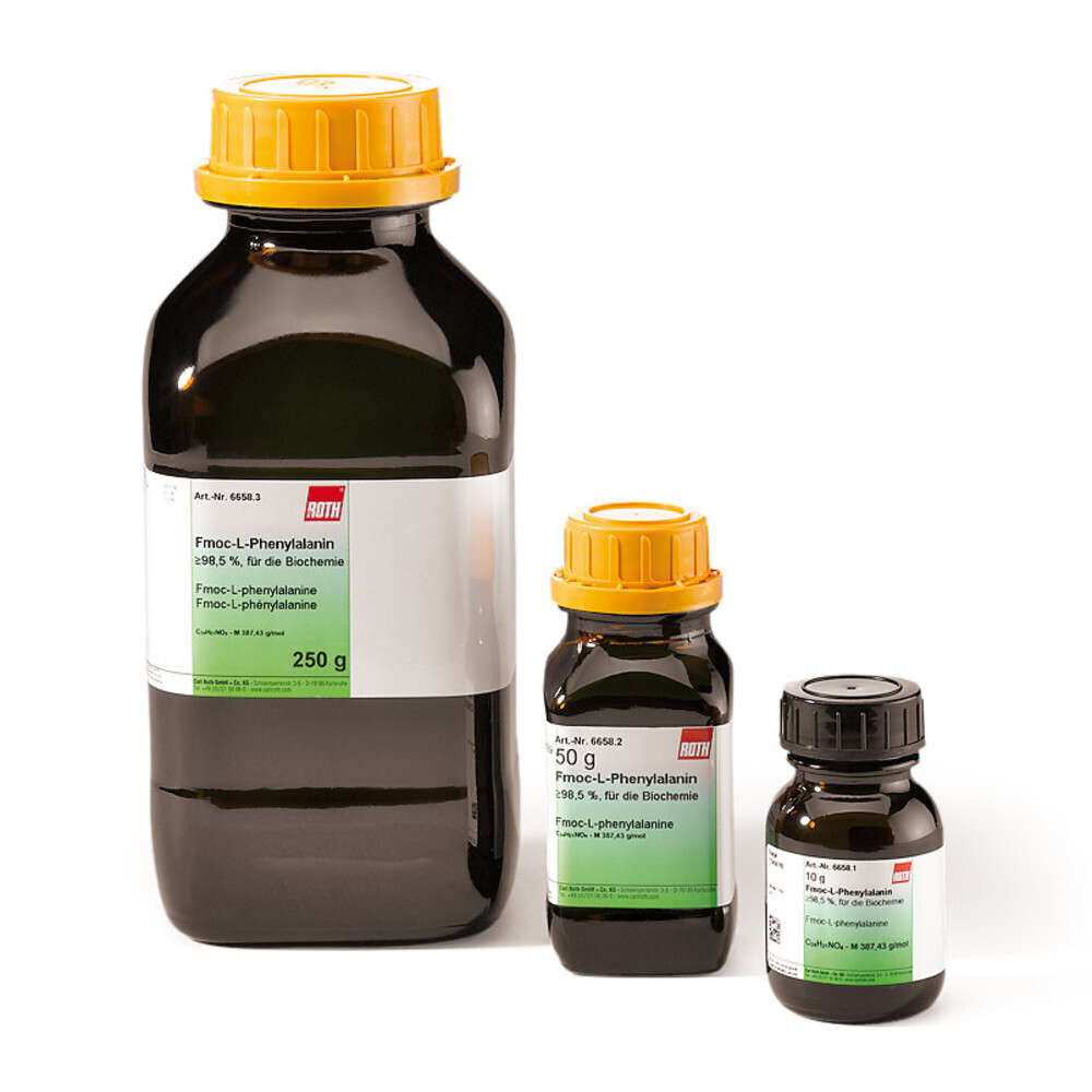 Fmoc-L-Phenylalanine, PEPTIPURE®, min. 98.5%, for biochemistry, 50 g, glass packaging