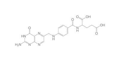 Acido folico, minimo 96%, per biochimica, 50 g, confezione in plastica.