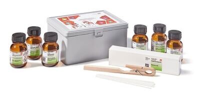 Flame coloring set 2, RbCl, CsCl, InCl3, CuCl2, BaSO4, Cu(NO3)2, 1 set, glass packaging