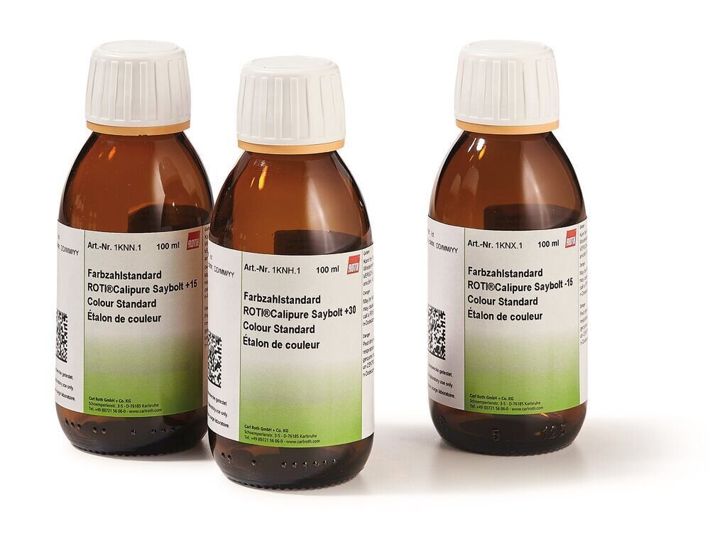Color number standard, ROTI®Calipure Saybolt +12, 100 ml, glass packaging