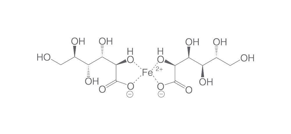 Iron(II) gluconate dihydrate, min. 97%, pa, 250 g, plastic packaging.