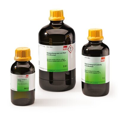 Eosin G solution 1% methanolic for microscopy, 1 L, glass packaging