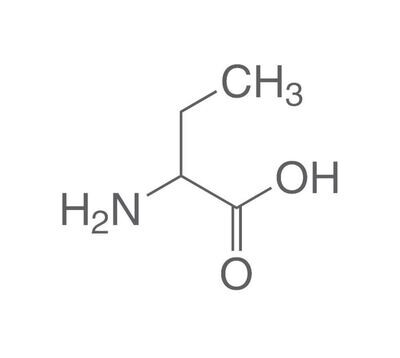 Ácido DL-2-aminobutírico, mínimo 98 %, para bioquímica, 25 g, envase de plástico.