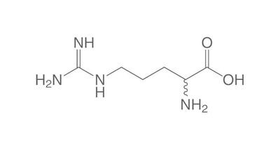 DL-arginina, mínimo 98,5 %, para bioquímica, 5 g, envase de plástico.