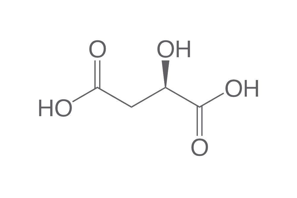 Acido DL-malico, minimo 99%, per biochimica, 250 g, confezione in plastica.