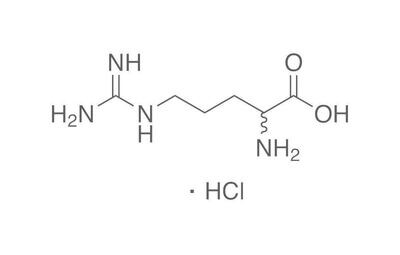 DL-arginine monohydrochloride, min. 98%, for biochemistry, 5 g, plastic packaging.