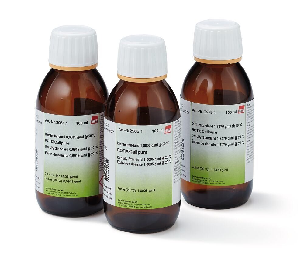 Density standard, ROTI®Calipure, 1.0792 g/ml (20 °C), 100 ml, glass packaging