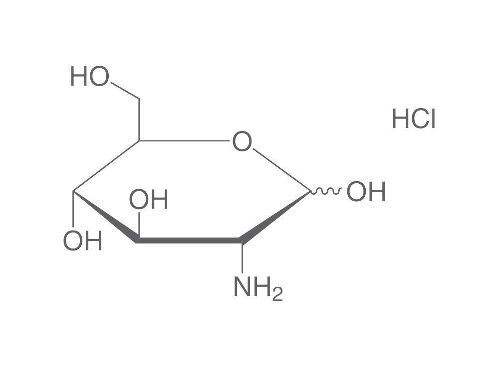 D(+)-glucosamina cloridrato, minimo 99%, per biochimica, 100 g, confezione in plastica.