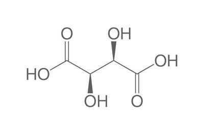 Ácido D(-)-tartárico, mínimo 99 %, para bioquímica, 25 g, envase de plástico.
