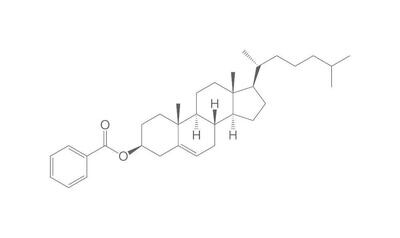 Benzoato de colesterol, mínimo 97,5 %, cristalizado, 10 g, envase de plástico.
