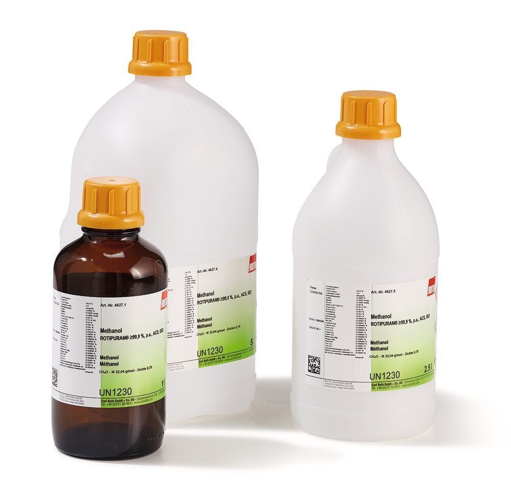 Methanol, ROTIPURAN® min. 99.9%, pa, ACS, ISO, 5 l, plastic packaging.