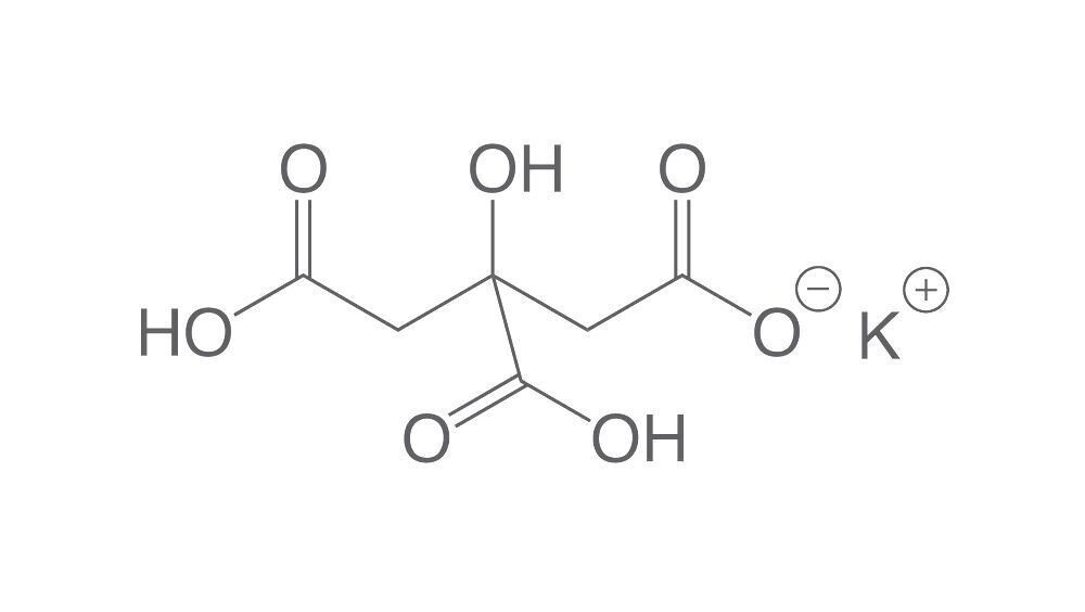 Mono-potassium citrate, min. 99%, pure, anhydrous, 1 kg, plastic packaging.