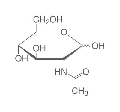 N-acetil-D-glucosamina, minimo 98%, per biochimica, 50 g, confezione in plastica.