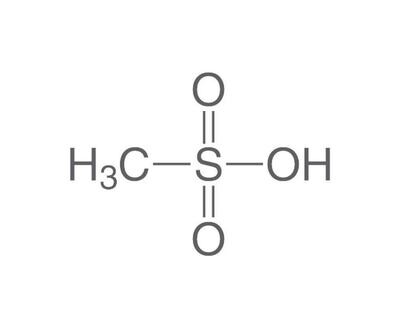 Ácido metanosulfónico, 70%, para síntesis, 100 ml, envase de vidrio