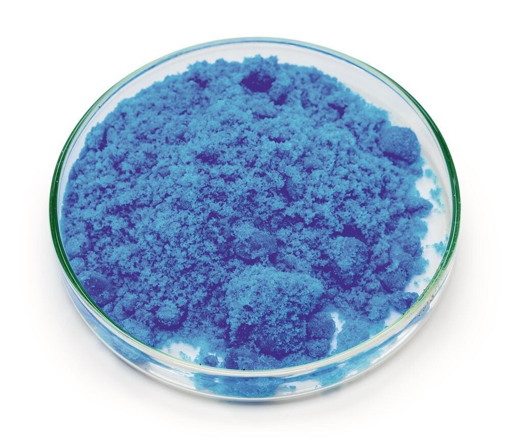 Copper(II) sulfate pentahydrate, min. 98%, cryst., 1 kg, plastic packaging.