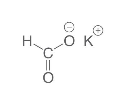 Potassium formate, min. 98%, for synthesis, 1 kg, plastic packaging.