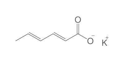 Potassium sorbate, &gt;=99%, pure, granulated, 10 kg, plastic bag.