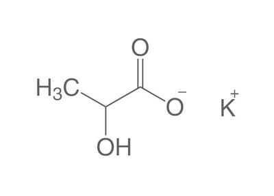Kaliumlactat, 50 %, reinst., 500 g, kunststoffverpackung.
