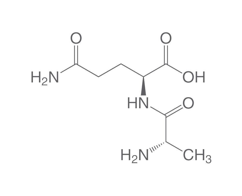 L-alanil-L-glutammina, minimo 98%, per biochimica, 50 g, confezione in plastica.