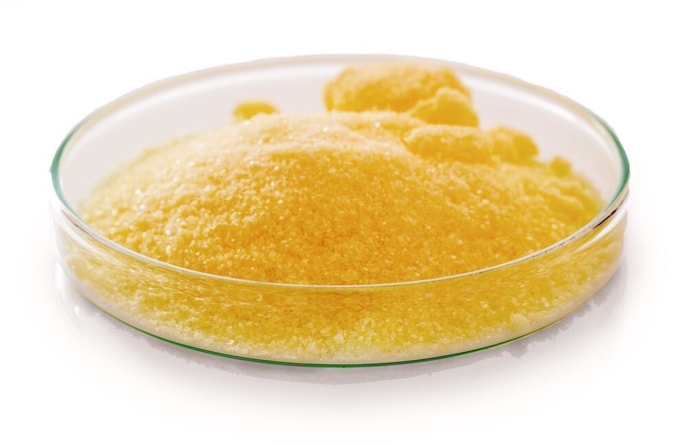 Potassium hexacyanoferrate(II) trihydrate, min. 98.5%, cryst., 250 g, plastic packaging.