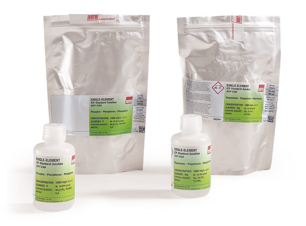 Tellurium ICP standard solution, ROTI®Star, 1000 mg/l Te, density (D) ~1 g/cm³