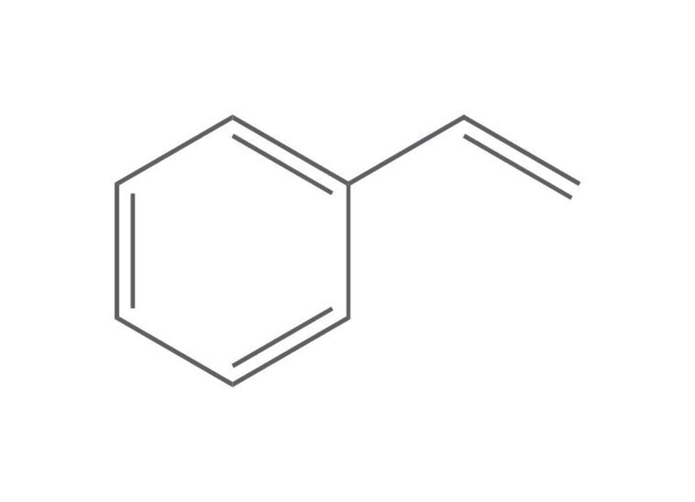 Styrene, min. 99.5%, for synthesis, stab., 100 ml, glass packaging