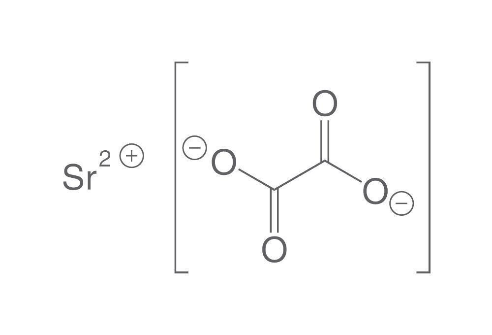 Strontium oxalate monohydrate, min. 95%, pure, 500 g, plastic packaging.