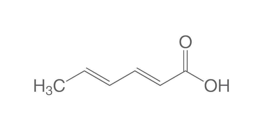 Sorbic acid, min. 99%, Ph.Eur., pure, 1 kg, plastic packaging.