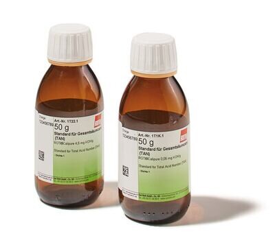 Standard pour l&#39;indice d&#39;acide total (TAN), ROTI®Calipure 0,05 mg KOH/g, 50 g, emballage en verre
