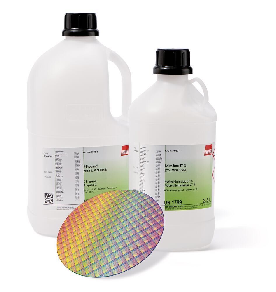 Sulfuric Acid 96%, VLSI Grade, 2.5L, plastic bottle.