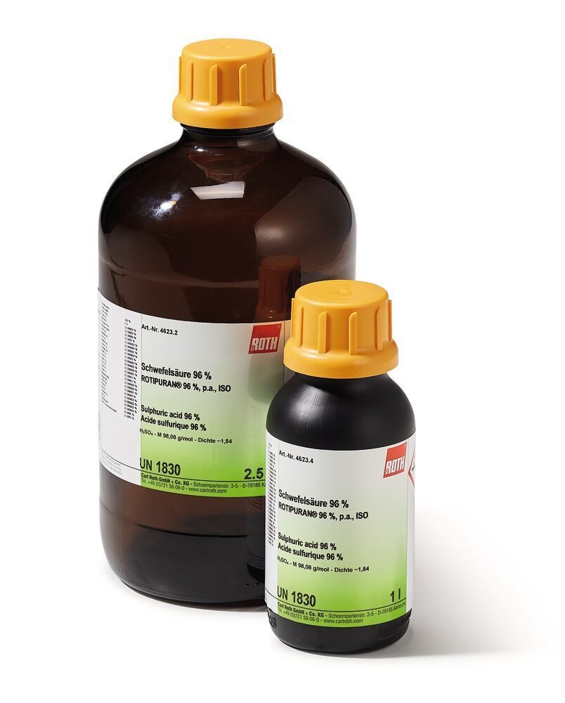 Sulfuric acid 95-98%, ROTIPURAN®, pa, ISO, max. 0.005 ppm Hg, 2.5 l, glass packaging