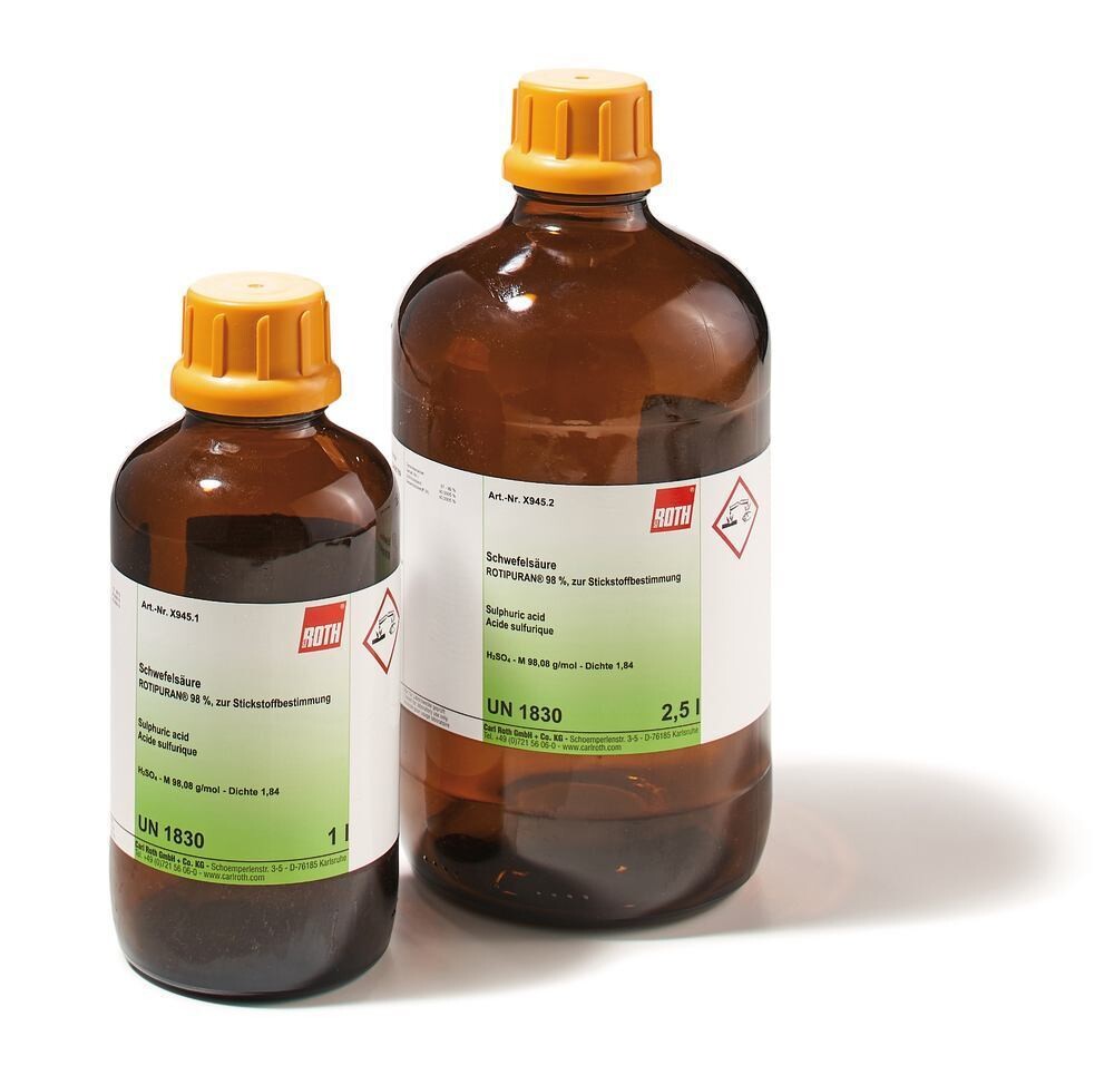Sulfuric acid 98%, ROTIPURAN®, for N2 determination according to Kjeldahl, 2.5 l, glass packaging