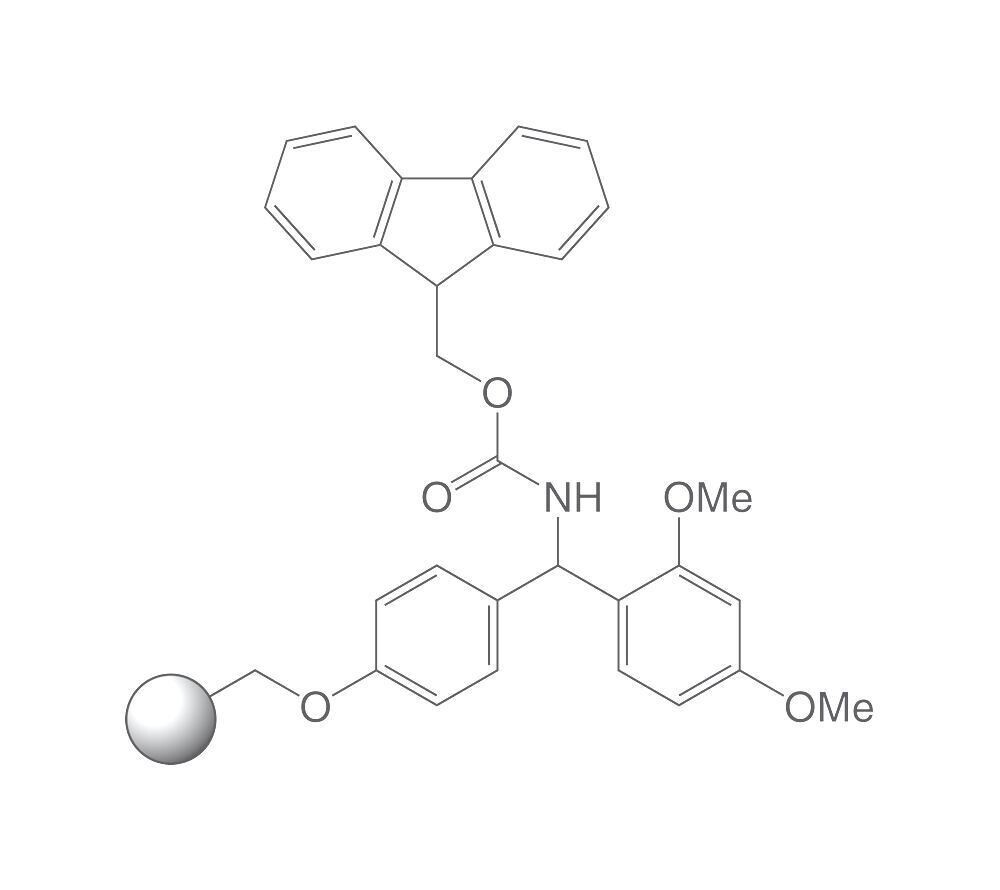 Résine amide Rink, PEPTIPURE®, 100-200 mesh, 1% DVB, 5 g, film plastique.