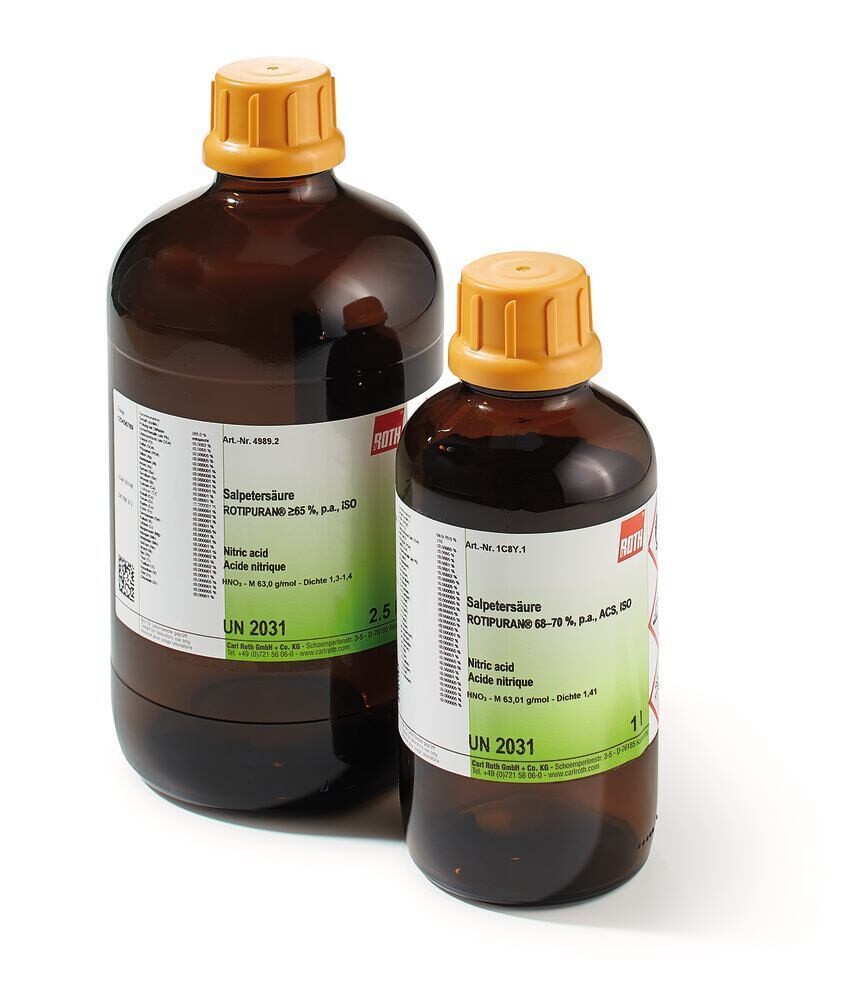 Acide nitrique ROTIPURAN®, 68-70% pa, ACS, ISO, 2,5 l, emballage en verre