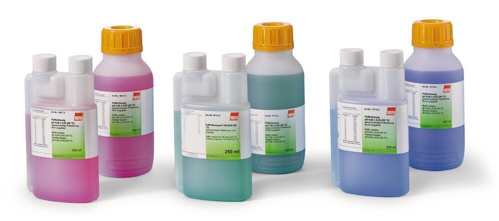 Buffer solution pH 4.00 ±0.02 (20 °C), ROTI®Calipure, colored RED, 1 l, plastic packaging.