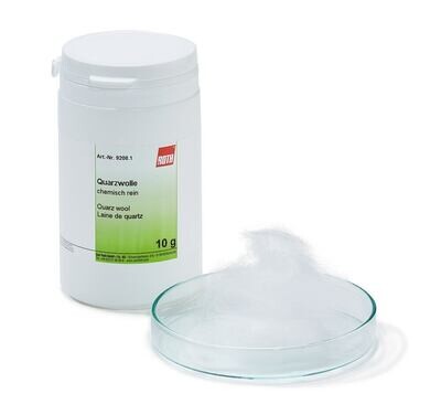 Quarzwolle, chemisch rein, 250 g, kunststoffverpackung.