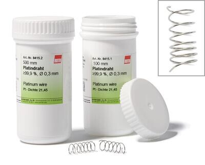 Platinum wire, min. 99.95%, diameter 0.5mm, 5cm, plastic wrapped.
