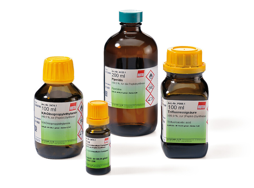 Piperidine, PEPTIPURE®, min. 99.5%, for peptide synthesis, 500 ml, glass packaging