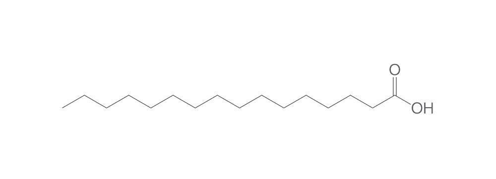 Palmitic acid, min. 98%, extra pure, 1 kg, plastic packaging.