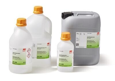 ácido ortofosfórico al 40%, extra puro, 5 l, envase de plástico.