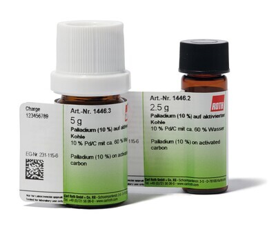 Palladium (10%) on activated carbon, 10% Pd/C with approx. 60% water, 2.5 g