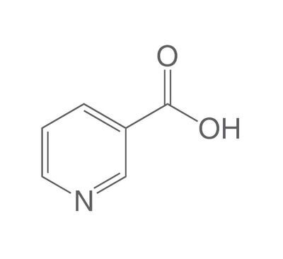 Acido nicotinico, minimo 98%, per biochimica, 100 g, confezione in plastica.