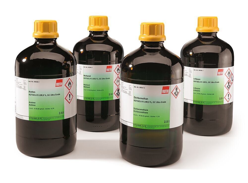 n-Hexane, ROTISOLV®, min. 95%, GC Ultra Grade, 2.5 L, glass packaging